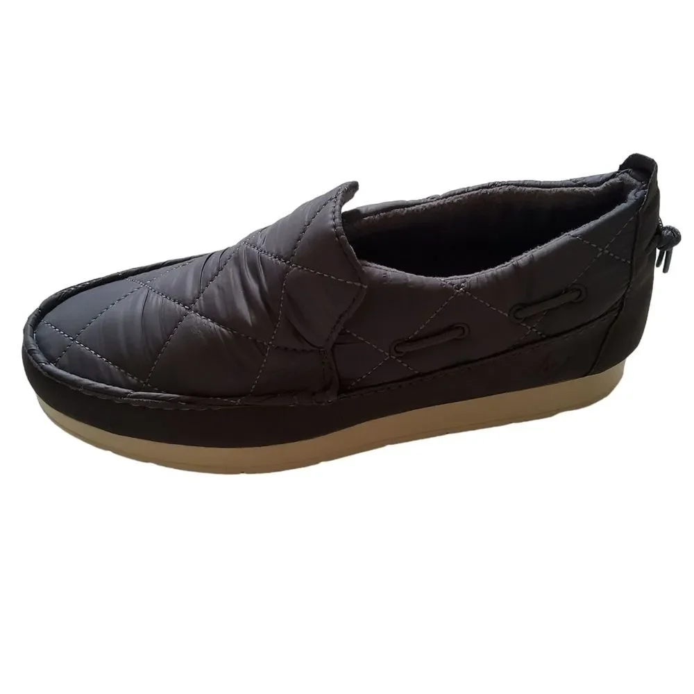 Sperry Moc Sider Quilt Nylon Slip On Shoe Grey Microfleece Cozy